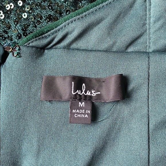 Lulu's One Shoulder Green Sequin Mini Dress Size M - Picture 5 of 10